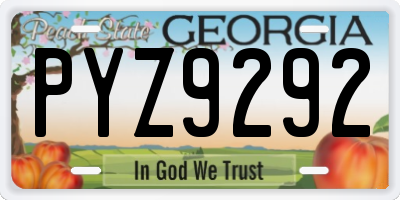 GA license plate PYZ9292