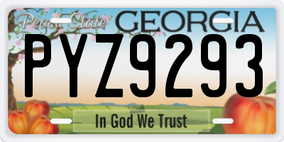 GA license plate PYZ9293
