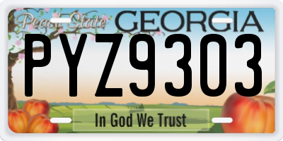 GA license plate PYZ9303