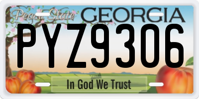 GA license plate PYZ9306