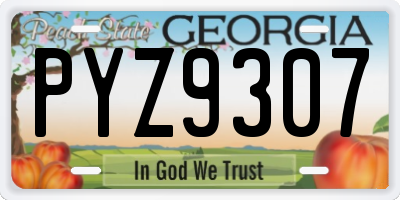 GA license plate PYZ9307