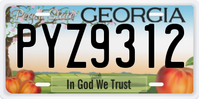 GA license plate PYZ9312