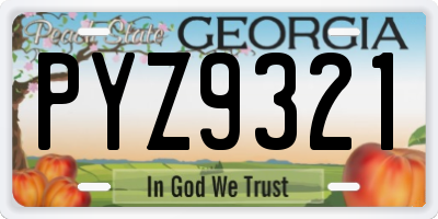 GA license plate PYZ9321