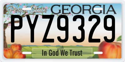 GA license plate PYZ9329