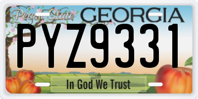 GA license plate PYZ9331