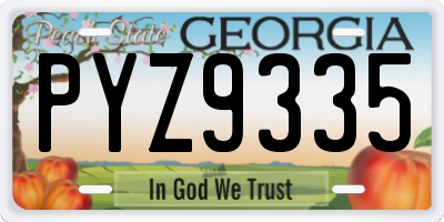 GA license plate PYZ9335