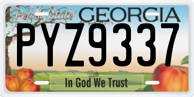 GA license plate PYZ9337