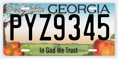 GA license plate PYZ9345