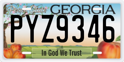 GA license plate PYZ9346