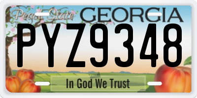 GA license plate PYZ9348