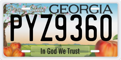 GA license plate PYZ9360