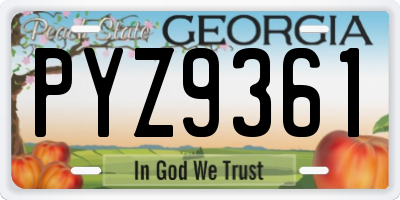 GA license plate PYZ9361
