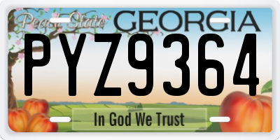 GA license plate PYZ9364
