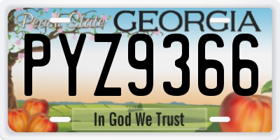 GA license plate PYZ9366