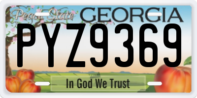 GA license plate PYZ9369