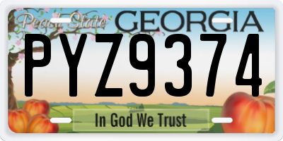 GA license plate PYZ9374