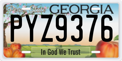 GA license plate PYZ9376