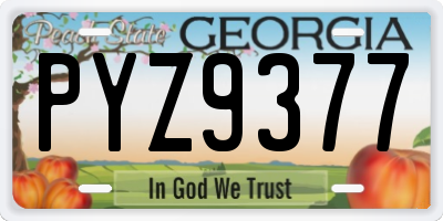 GA license plate PYZ9377