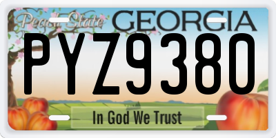 GA license plate PYZ9380