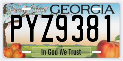 GA license plate PYZ9381