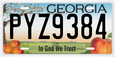 GA license plate PYZ9384
