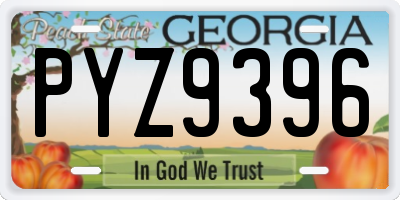 GA license plate PYZ9396