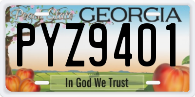 GA license plate PYZ9401