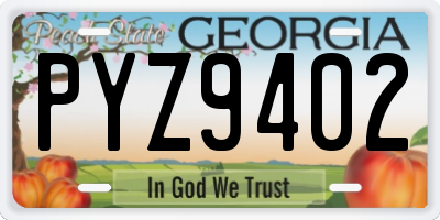 GA license plate PYZ9402