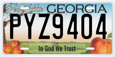 GA license plate PYZ9404