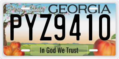GA license plate PYZ9410