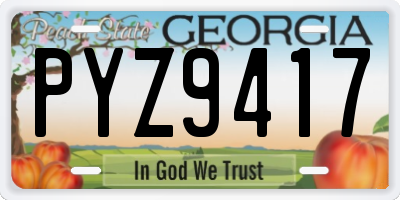 GA license plate PYZ9417