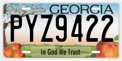 GA license plate PYZ9422