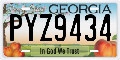 GA license plate PYZ9434