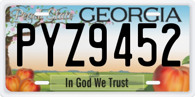 GA license plate PYZ9452