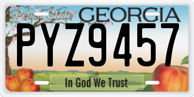 GA license plate PYZ9457