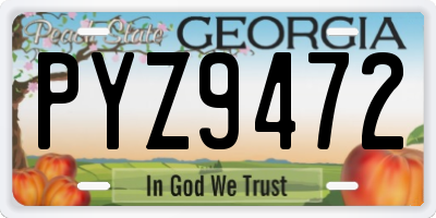 GA license plate PYZ9472