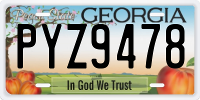 GA license plate PYZ9478