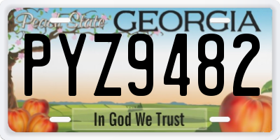 GA license plate PYZ9482