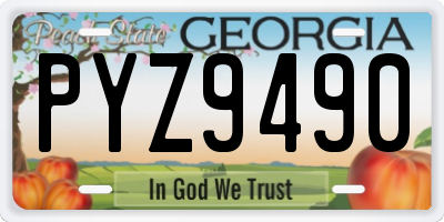 GA license plate PYZ9490