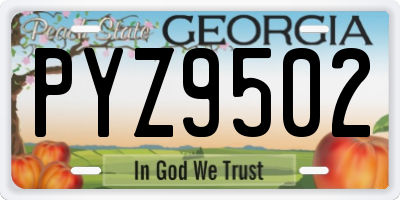 GA license plate PYZ9502