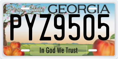 GA license plate PYZ9505