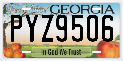 GA license plate PYZ9506