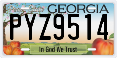 GA license plate PYZ9514