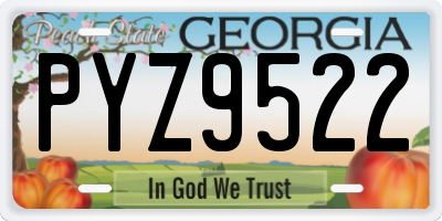 GA license plate PYZ9522