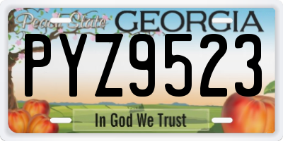 GA license plate PYZ9523
