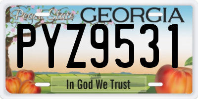 GA license plate PYZ9531