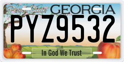 GA license plate PYZ9532
