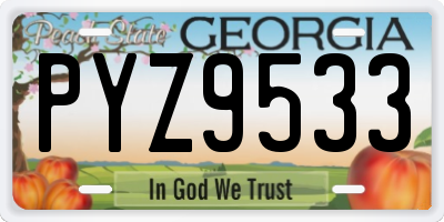 GA license plate PYZ9533