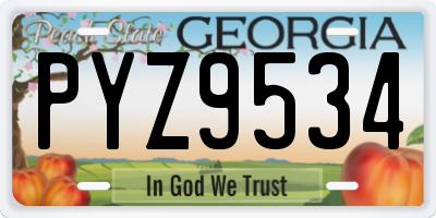 GA license plate PYZ9534