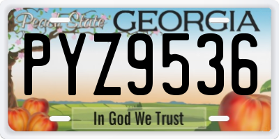 GA license plate PYZ9536